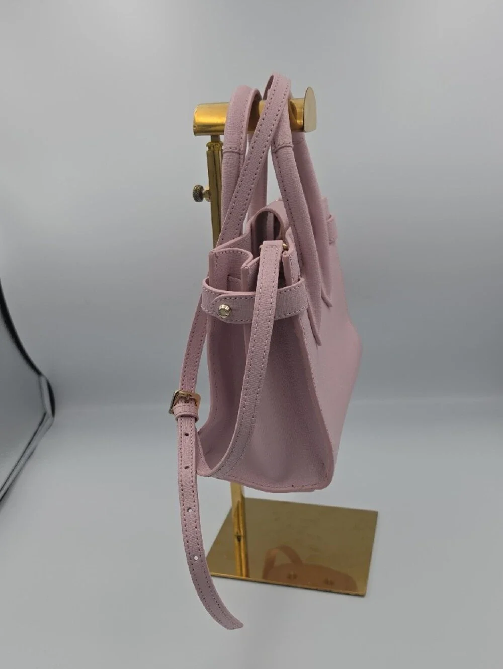 Furla Light Baby Pink Saffiano Small Satchel W Top Handles Gold Hardware (EUC)💗